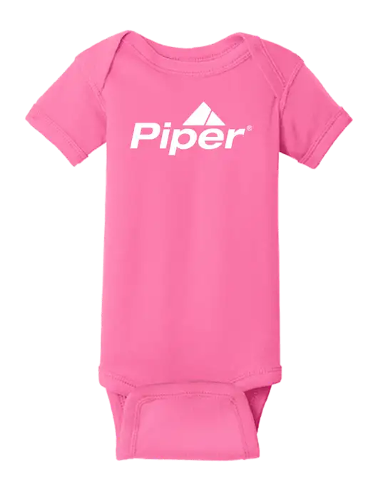 Piper Rabbit Skins Hot Pink Infant Short Sleeve Baby Rib Bodysuit w/Piper Logo