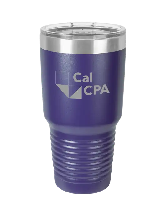 CalCPA Polar Camel 30 oz Powder Coated Purple Vacuum Insulated Tumbler w/CalCPA Logo