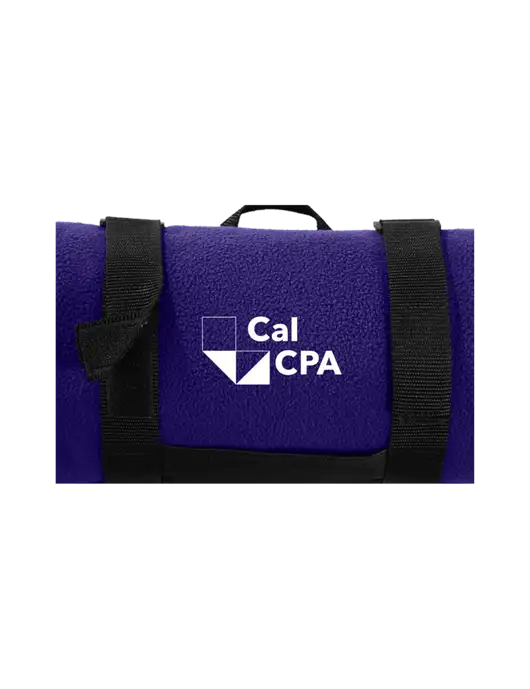 CalCPA Casual Purple Fleece Blanket With Strap w/CalCPA Logo