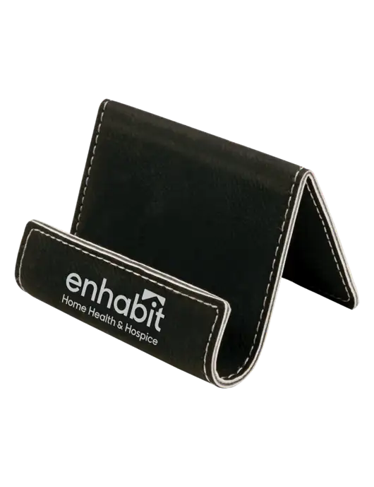 Enhabit Black Leatherette Card & Phone Holder w/Enhabit Logo