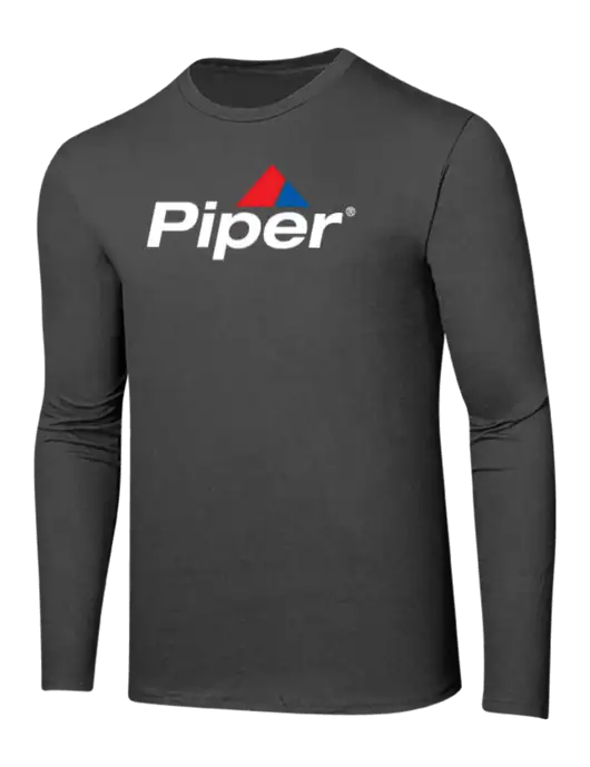 Piper Ring Spun Charcoal 4.5 oz Long Sleeve T-Shirt w/Piper Logo
