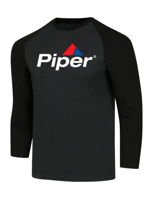 Piper Simply Soft 3/4 Sleeve Black/Black Frost Ring Spun Cotton T-Shirt w/Piper Logo