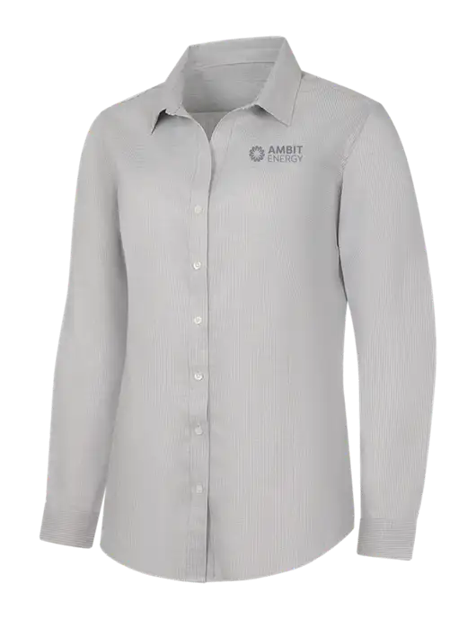 Ambit Light Grey/White Womens Pincheck Easy Care Shirt w/Ambit Logo