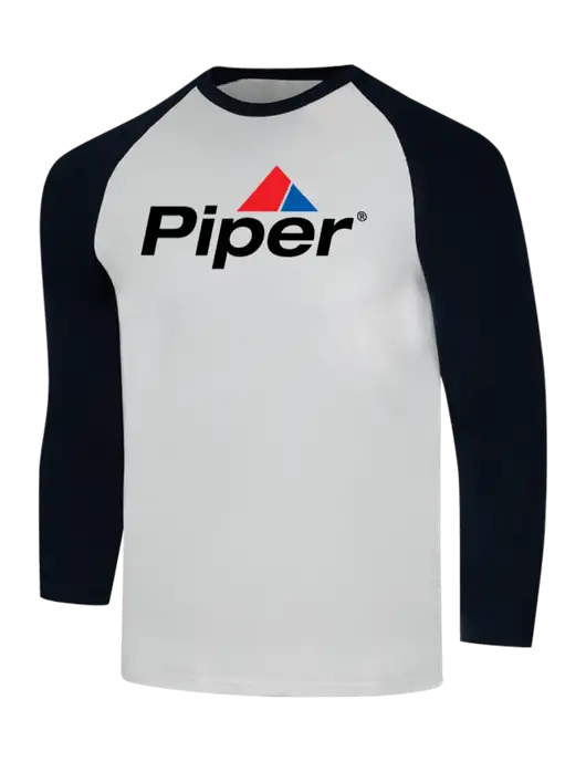 Piper Simply Soft 3/4 Sleeve Black/White Ring Spun Cotton T-Shirt w/Piper Logo