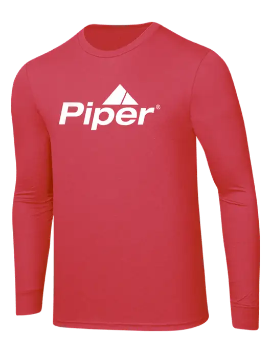 Piper Simply Soft Long Sleeve Red Frost 4.5 oz, Poly/Combed Ring Spun Cotton T-Shirt w/Piper Logo