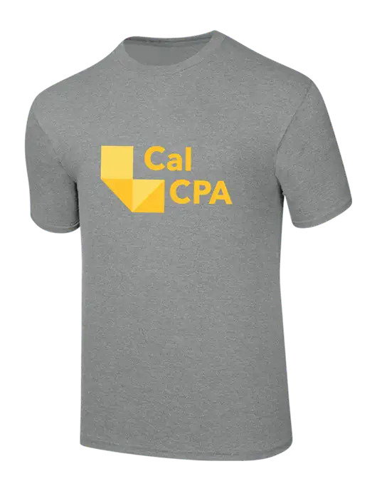 CalCPA Ring Spun Light Heather Grey 4.5 oz T-Shirt w/CalCPA Logo