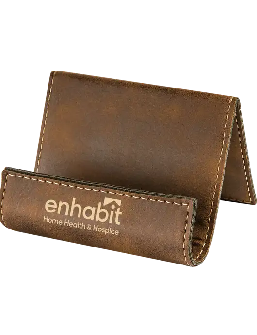 Enhabit Rustic Leatherette Card & Phone Holder w/Enhabit Logo
