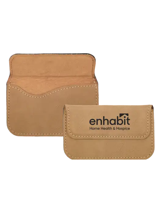 Enhabit Sand Leatherette Slim Business Card Holder w/Enhabit Logo