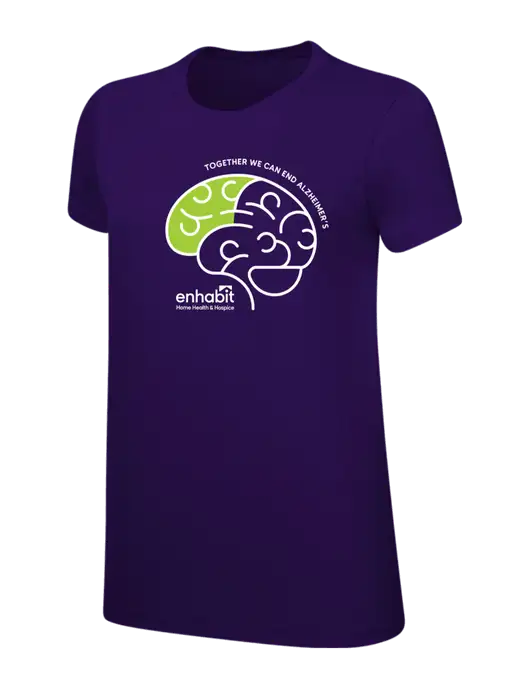 Enhabit Womens Ring Spun Purple 4.5 oz T-Shirt w/Enhabit Alzheimer Logo