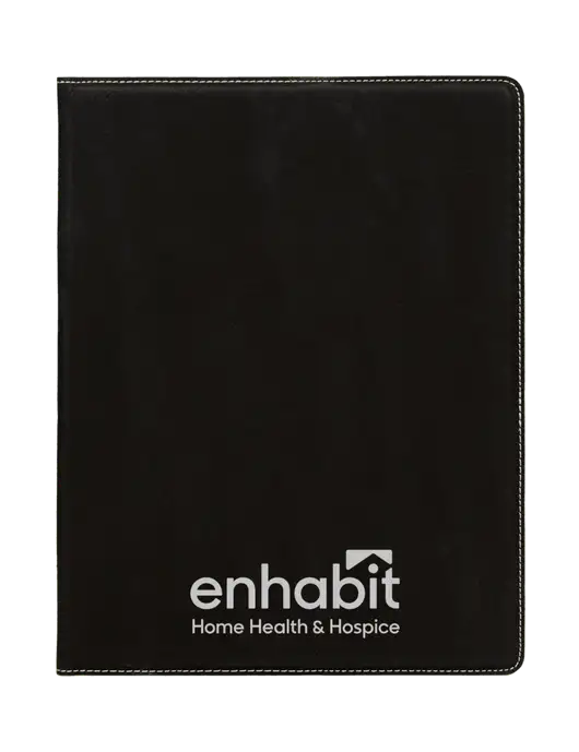 Enhabit Black Leatherette 7 x 9 Portfolio with Notepad w/Enhabit Logo