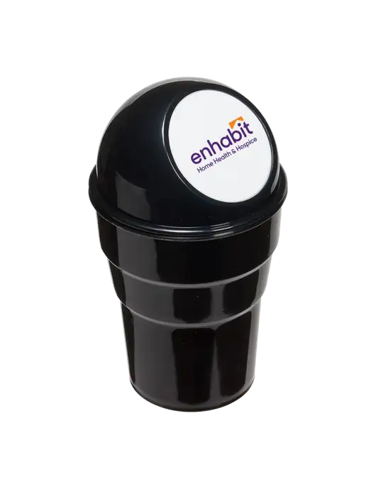 Enhabit Black Car Cup Holder Trash Can w/Enhabit Logo