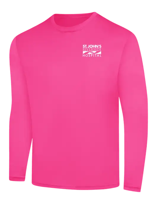 St. John’s Riverside Long Sleeve Neon Pink PosiCharge Competitor Tee w/St. John's Riverside Logo