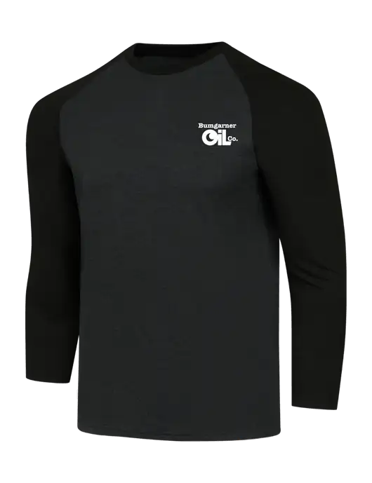 Bumgarner  Simply Soft 3/4 Sleeve Black/Black Frost Ring Spun Cotton T-Shirt w/Bumgarner Oil Logo