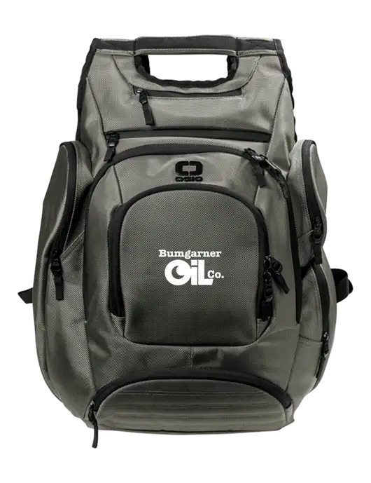 Bumgarner  OGIO Medium Grey Metro Ballistic Laptop Backpack w/Bumgarner Oil Logo