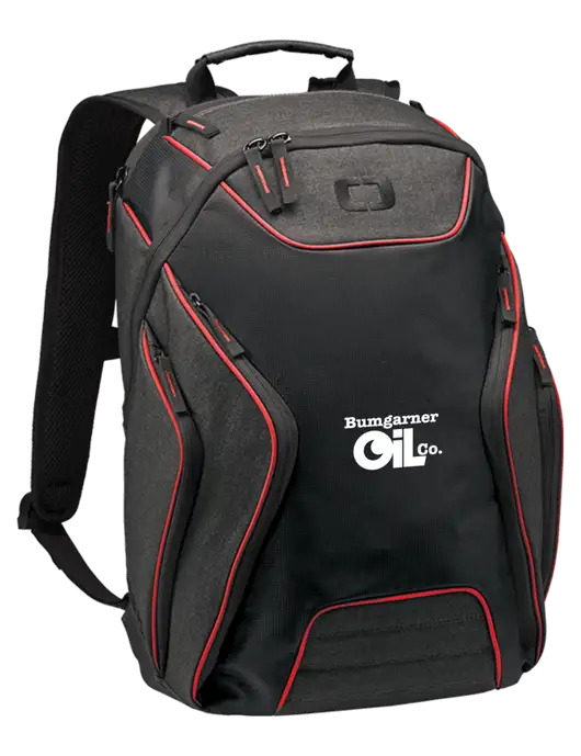 Bumgarner  OGIO Laser Red/Heather Grey Hatch Laptop Backpack
 w/Bumgarner Oil Logo