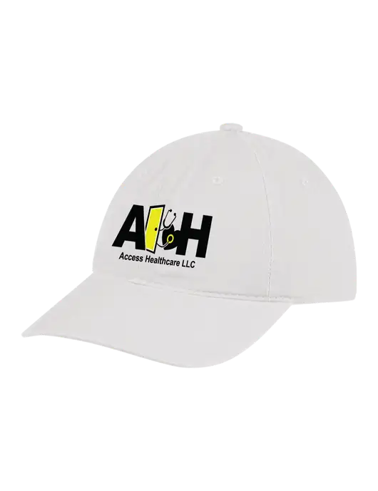 Access Healthcare Garment Washed Unstructured Twill White Cap w/Access Healthcare Logo