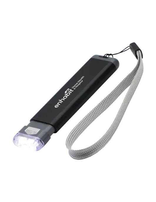 Enhabit Slide 'N Shine Black LED Pocket Flashlight w/Enhabit Logo