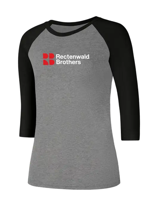 Rectenwald Brothers Womens Simply Soft 3/4 Sleeve Black Frost/Grey Frost Ring Spun Cotton T-Shirt w/Rectenwald Brothers