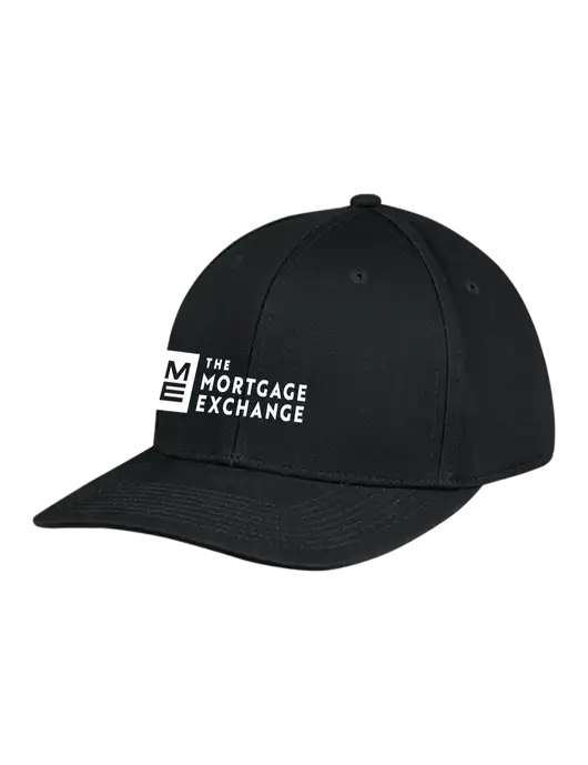 The Mortgage Exchange Premium Modern Structured Twill Black Snapback Cap w/Mortgage Exchange Logo