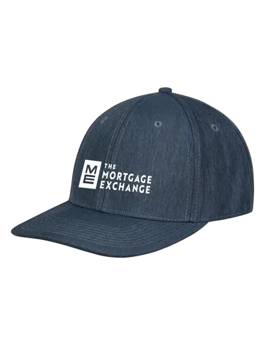 The Mortgage Exchange Premium Modern Structured Twill Heathered Navy Snapback Cap w/Mortgage Exchange Logo