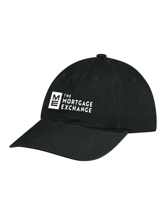 The Mortgage Exchange Garment Washed Unstructured Twill Black Cap w/Mortgage Exchange Logo
