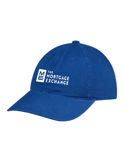 The Mortgage Exchange Garment Washed Unstructured Twill Royal Cap w/Mortgage Exchange Logo