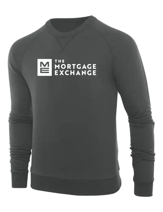 The Mortgage Exchange Allmade Charcoal Grey Organic French Terry Crewneck Sweatshirt w/Mortgage Exchange Logo