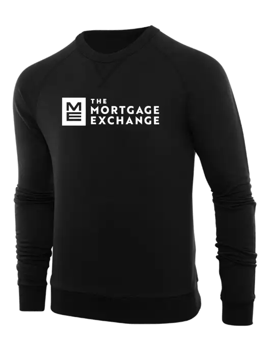 The Mortgage Exchange Allmade Deep Black Organic French Terry Crewneck Sweatshirt w/Mortgage Exchange Logo