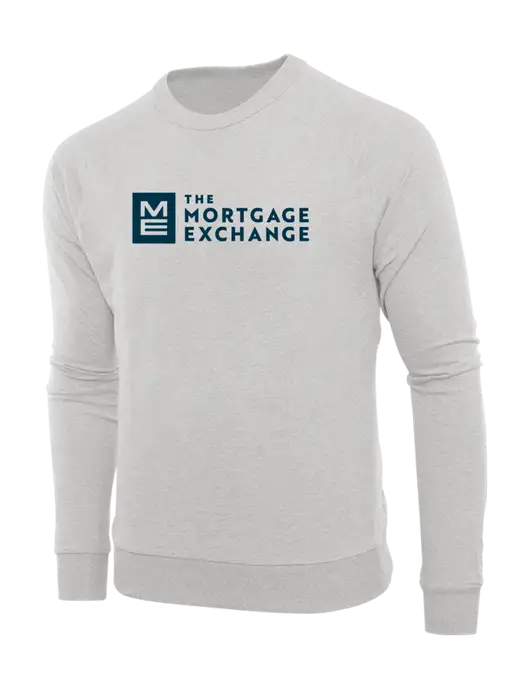 The Mortgage Exchange Allmade Granite Grey Heather Organic French Terry Crewneck Sweatshirt w/Mortgage Exchange Logo