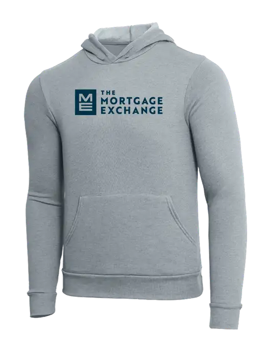 The Mortgage Exchange BELLA+CANVAS ® Medium Heather Grey Sponge Fleece Pullover Hoodie w/Mortgage Exchange Logo