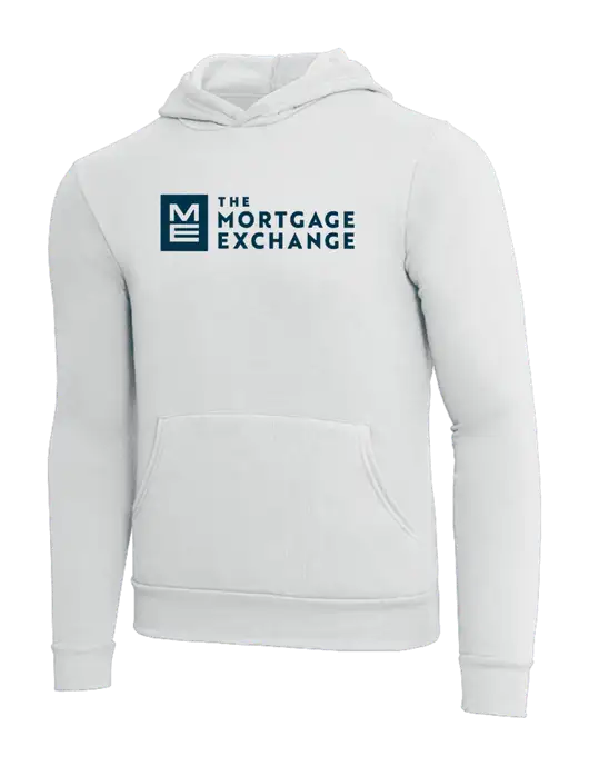 The Mortgage Exchange BELLA+CANVAS White Ash Sponge Fleece Pullover Hoodie w/Mortgage Exchange Logo