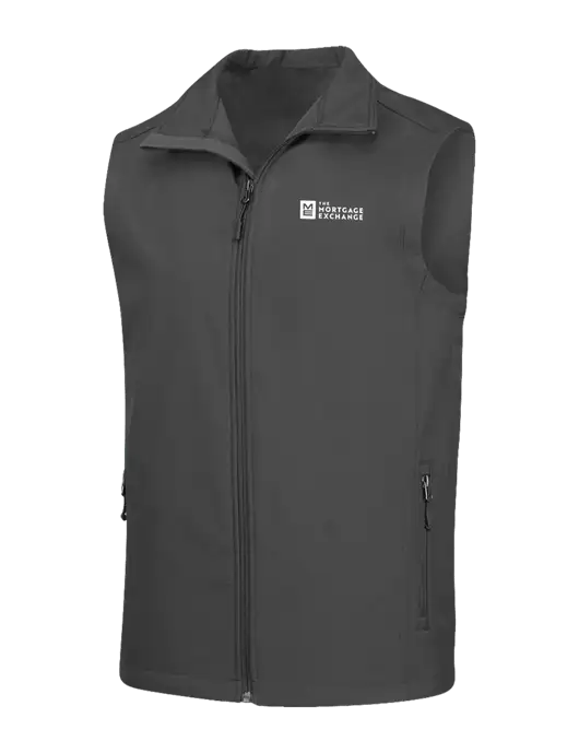 The Mortgage Exchange Charcoal Grey Core Soft Shell Vest w/Mortgage Exchange Logo