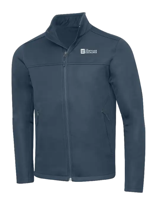 The Mortgage Exchange North Face Navy Blue Ridgewall Soft Shell Jacket w/Mortgage Exchange Logo