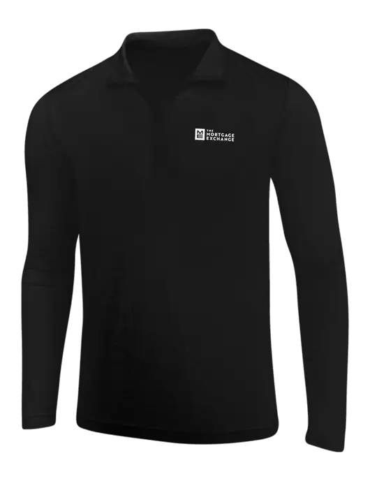 The Mortgage Exchange Black Triad Solid Posicharge Tri-Blend Wicking 1/4 Zip Pullover w/Mortgage Exchange Logo