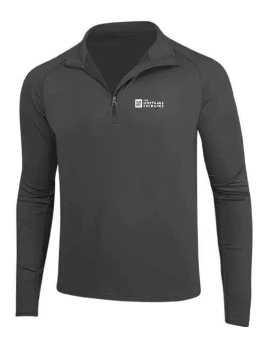 The Mortgage Exchange Charcoal Grey Sport Wick Stretch 1/4 Zip Pullover w/Mortgage Exchange Logo