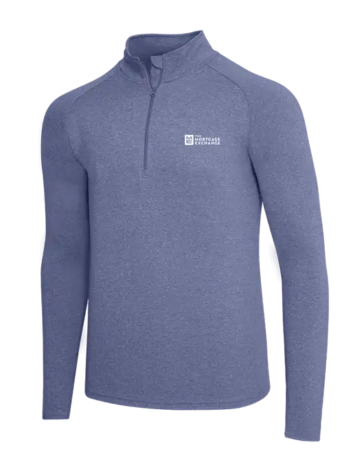 The Mortgage Exchange Navy Heather Sport Wick Stretch 1/4 Zip Pullover w/Mortgage Exchange Logo