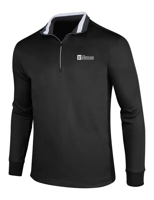 The Mortgage Exchange NIKE Black/Dark Grey/White Dry-Fit 1/2 Zip Cover-Up w/Mortgage Exchange Logo