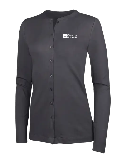 The Mortgage Exchange Grey Smoke Womens Concept Stretch Button-Front Cardigan Sweater w/Mortgage Exchange Logo
