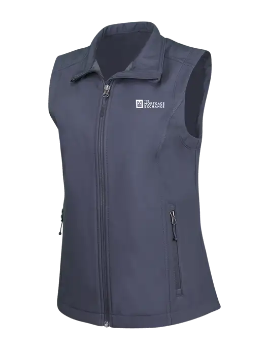 The Mortgage Exchange Charcoal Grey Womens Core Soft Shell Vest w/Mortgage Exchange Logo