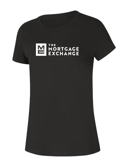 The Mortgage Exchange Womens Seriously Soft Black T-Shirt w/Mortgage Exchange Logo
