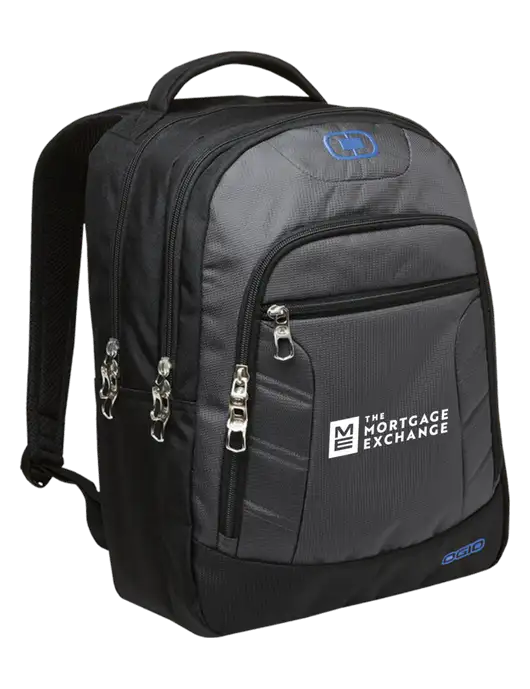 The Mortgage Exchange OGIO Diesel Grey/Electric Blue Colton Laptop Backpack  w/Mortgage Exchange Logo
