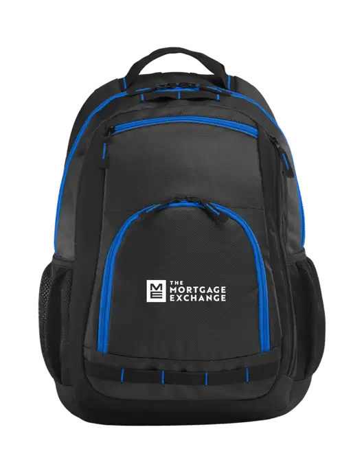 The Mortgage Exchange Xtreme Dark Grey/Black/Shock Blue Backpack w/Mortgage Exchange Logo