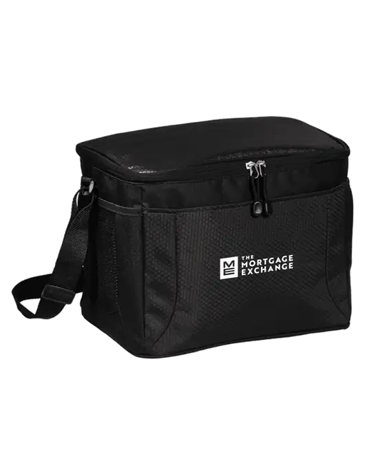 The Mortgage Exchange 12 Can Black/Black Cube Cooler  w/Mortgage Exchange Logo