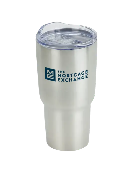 The Mortgage Exchange Belmont Silver 30 oz Insulated Travel Tumbler w/Mortgage Exchange Logo
