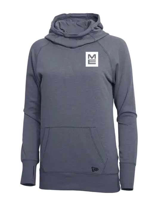 The Mortgage Exchange New Era True Navy Heather Womens Tri-Blend Fleece Pullover Hoodie w/ME Stacked Logo