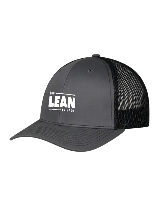 The Lean Builder Richardson Adjustable Snapback Original 112 Trucker Cap Charcoal w/Black Mesh w/Lean Builder Logo
