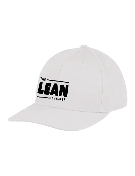 The Lean Builder Premium Modern Structured Twill White Snapback Cap w/Lean Builder Logo