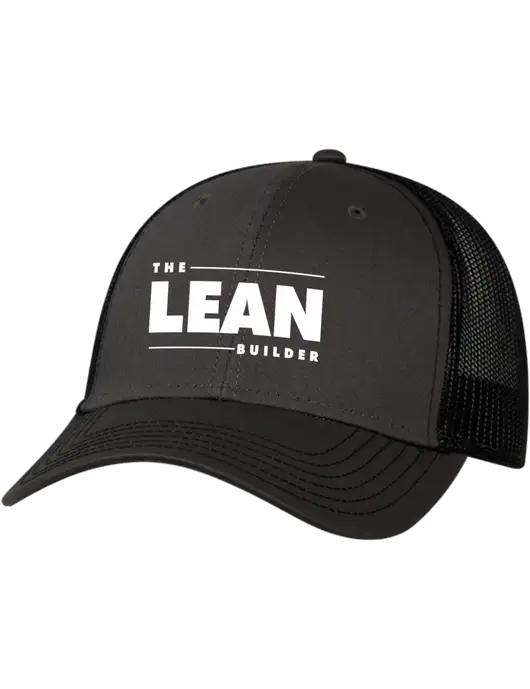 The Lean Builder Charcoal & Black Mesh Trucker Cap Snap Back w/Lean Builder Logo