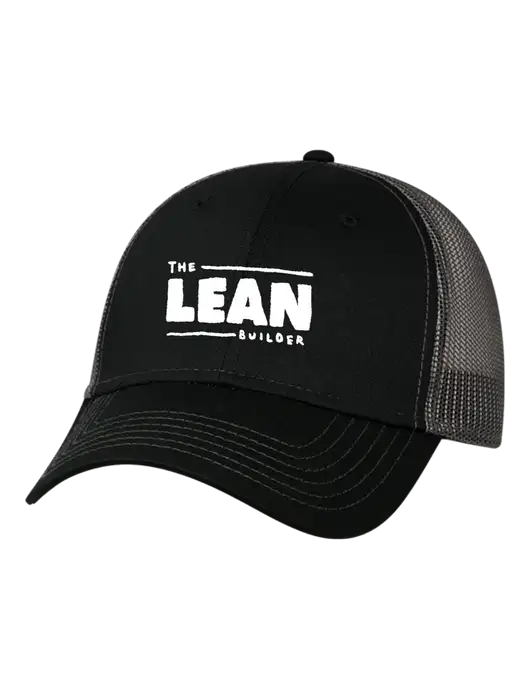 The Lean Builder Black & Grey Mesh Trucker Cap Snap Back w/Lean Builder Logo
