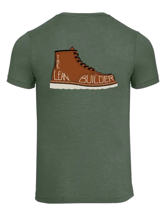 The Lean Builder BELLA+CANVAS ® Heather Military Green CVC Short Sleeve Tee w/Redwing Boot Logo
